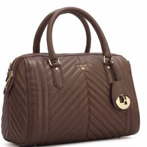 Textured Leather Structured Handheld Bag with Quilted