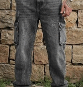 Dark-Wash Modular-Utility Denim Jeans